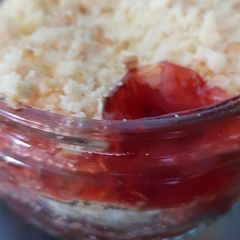 Individual rhubarb and strawberry crumble A picture of Individual rhubarb and strawberry crumble.
