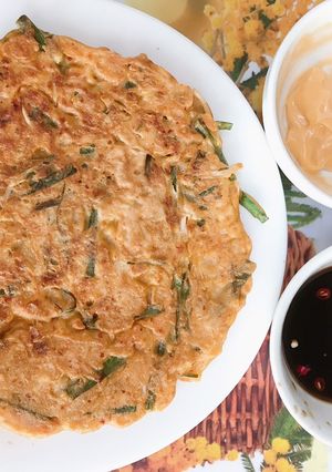 Hình của món Bánh xèo kim chi kiểu Hàn.