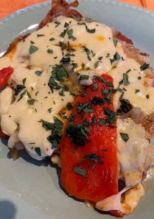 Una foto de Matambrito de cerdo a la pizza al horno