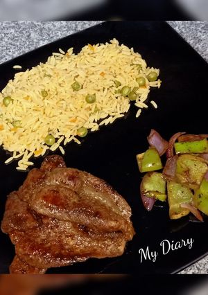 صورة لوصفة رز بالخضار وبانيه وخضار مشوي