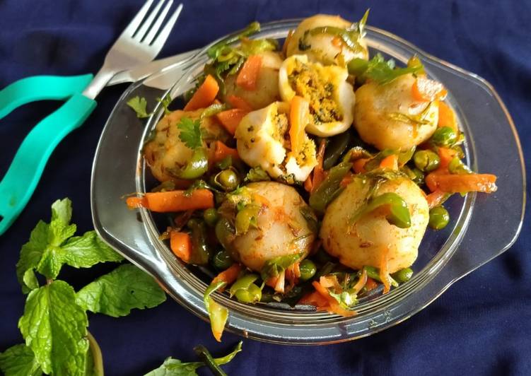 Simple Way to Make Speedy Stuffed Riceballs tossed in mix vegetables