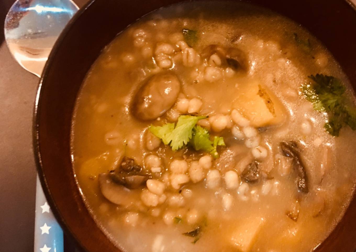 Barley Mushroom Vegan winter soup