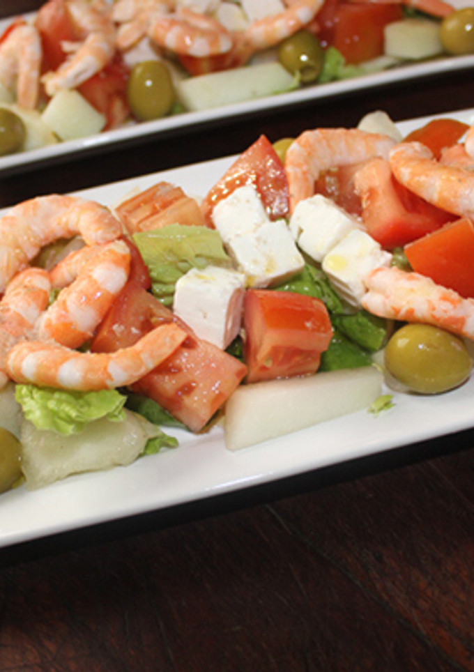 Una foto de Ensalada de melón con gambas