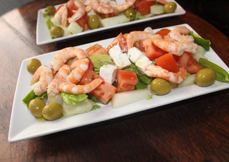 Ensalada de melón con gambas