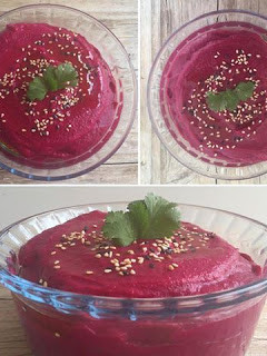 Una foto de Hummus de Remolacha