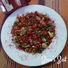 A picture of Water Chestnut Chaat with Sumac.