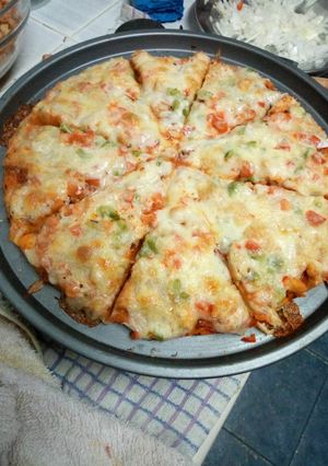 A picture of Chicken pizza #Baking Contest.