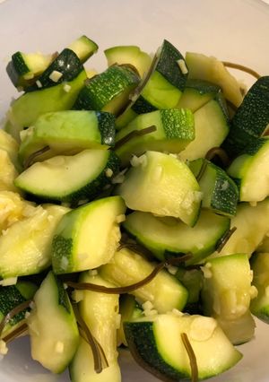 A picture of Zucchini 🥒 Instant Pickles.