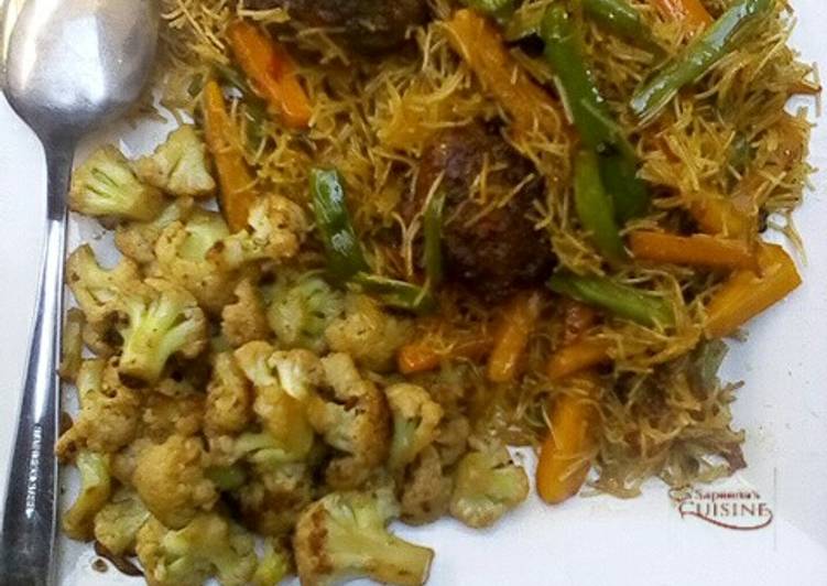 How to Make Award-winning Stir fry vegetables vermicelli pasta with meat balls