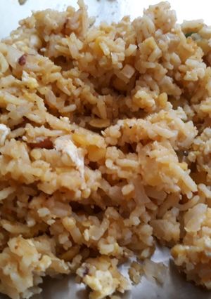 A picture of Egg rice with left over khichdi.