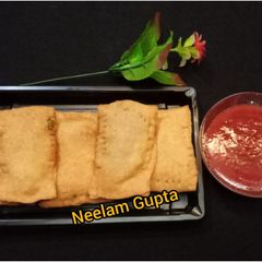 Wheat puff samosa A picture of Wheat puff samosa.