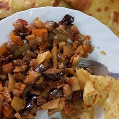 A picture of Pumpkin Chapati served with Indian vegetables.