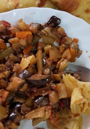 A picture of Pumpkin Chapati served with Indian vegetables.