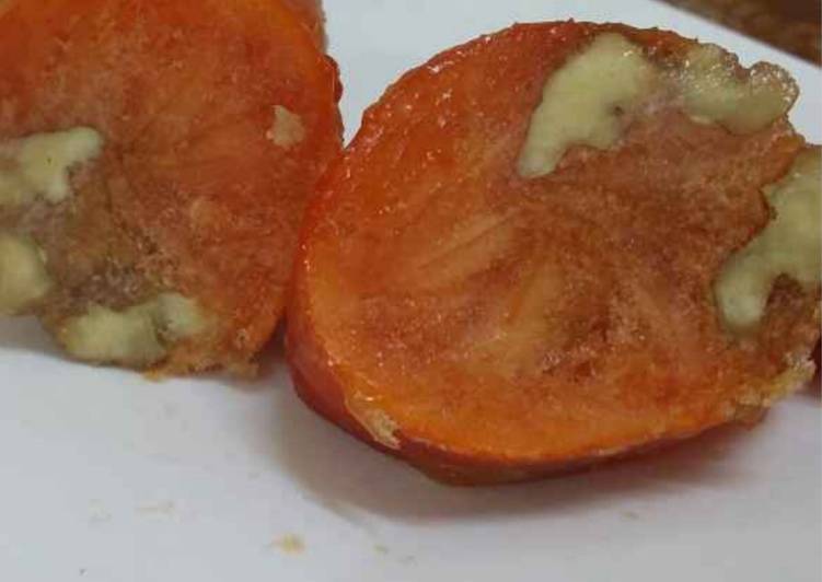 Frozen Persimmons with stuffed Walnuts