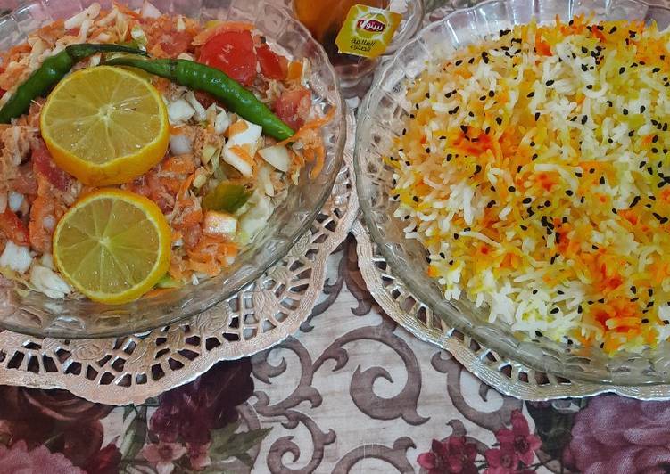 سلطة التونة مع الأرز بالزعفران