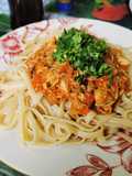 Fetuccini con salsa de pollo 🐔🤩