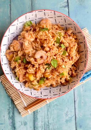 A picture of Mango Prawn Fried Rice.