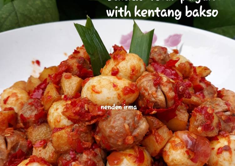 Balado telur puyuh with kentang bakso