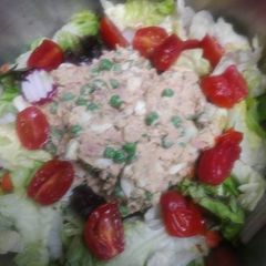 A picture of Several Salads in One.