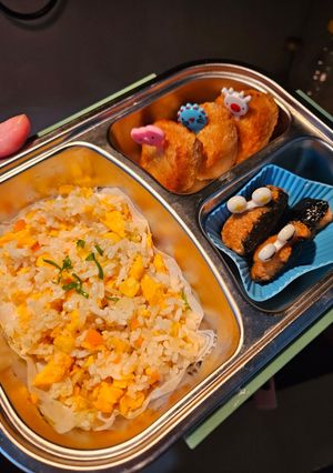 Foto resep Bekal Anak-Nasi Goreng, Spicy Chicken, Nori Ayam Goreng