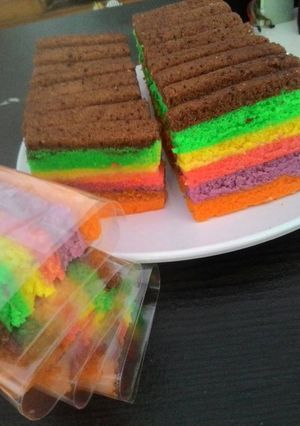 Foto resep bolu rainbow