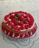 Strawberry and cream rosewater sponge cake