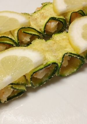 A picture of Spiedini di zucchine e gamberi.