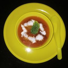 A picture of Restaurant style tomato soup 🍲.