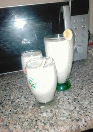 A picture of Banana milk shake/smoothie.