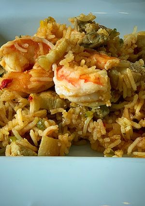 Foto principal de Arroz basmati con panceta y langostinos