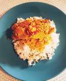 Serranoval 🧀sajttal 🍅paradicsommal töltött currys joghurtos csirke rizzsel