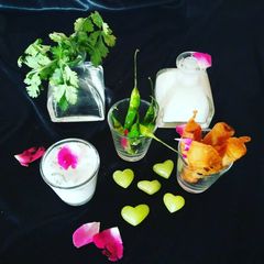 A picture of Paneer stik with yogurt dip.