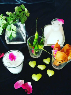 A picture of Paneer stik with yogurt dip.