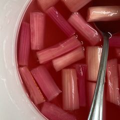 Poached rhubarb A picture of Poached rhubarb.