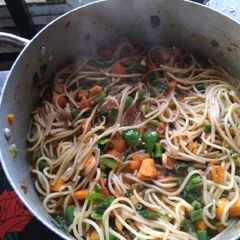 A picture of Jollof spaghetti.