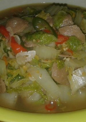 Foto resep Oseng Sawi Putih + Bakso