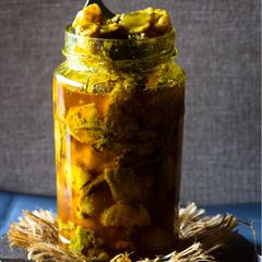 A picture of Aloo-Sem/potato-butter bean Pickle.