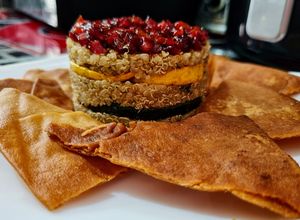 Una foto de Timbal de quinoa, con pimentones🌶️caramelizados...!