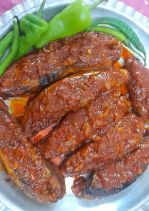 عکسی از دستور بادمجون شکم پر