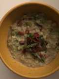 Black truffle cauliflower chowder with asparagus (+bacon)