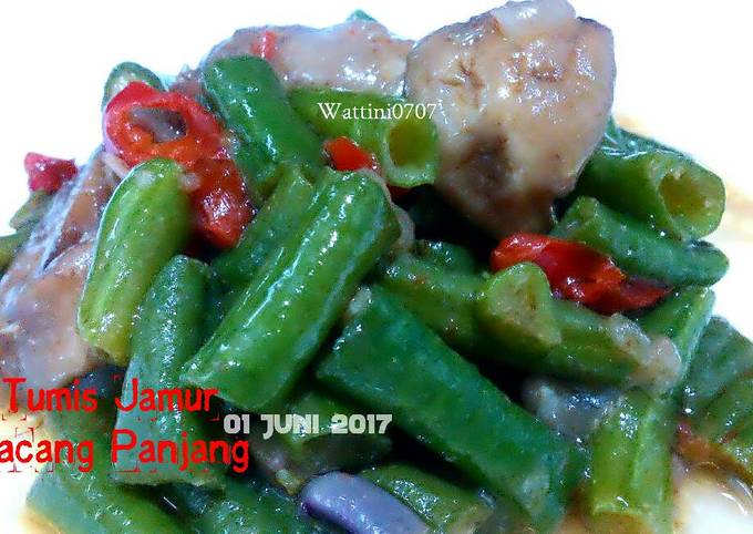 Resep Tumis Jamur Kancing Kacang Panjang oleh Wattini Kitchen - Cookpad