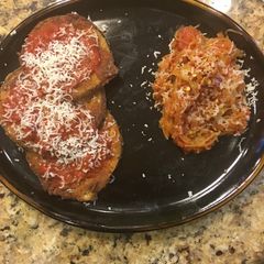 A picture of Vegetarian Eggplant Parmigiana With A Side Of Spaghetti Squash Noodles.