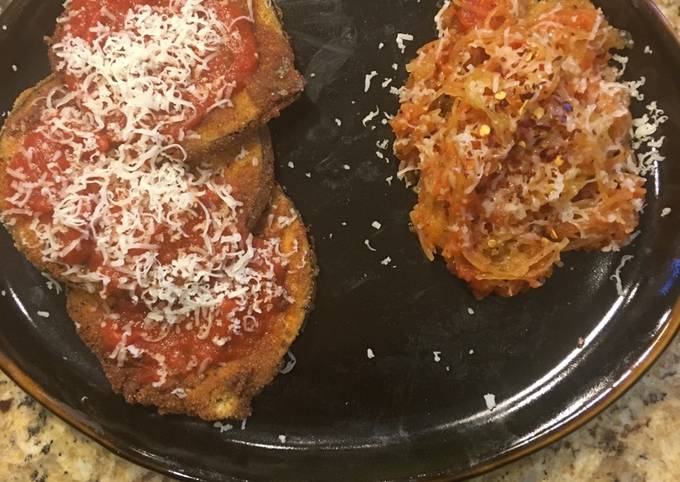 Recipe: Perfect Vegetarian Eggplant Parmigiana With A Side Of Spaghetti
Squash Noodles