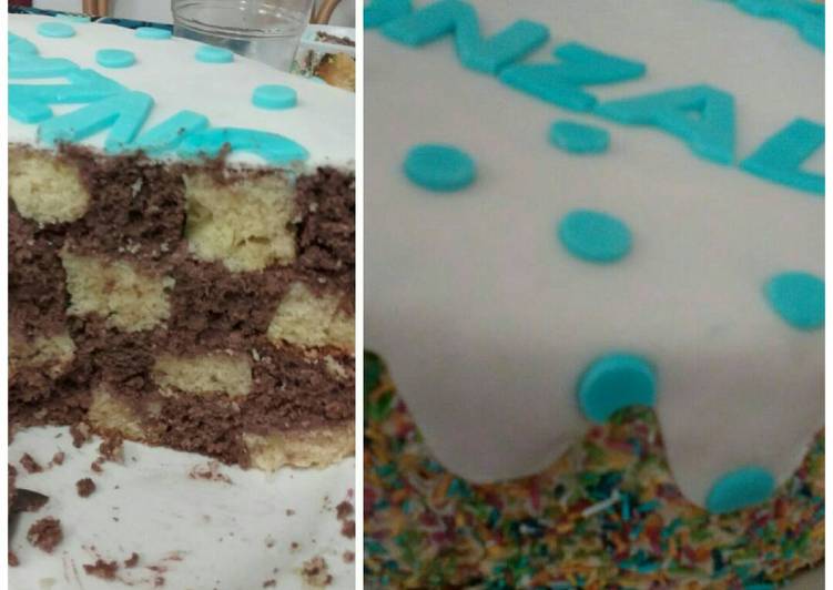 Tarta de ajedrez o damero (limón y chocolate)