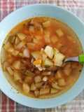 Zucchini, Squash Blossom, Mushroom, and Corn Soup