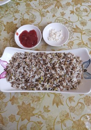 صورة لوصفة سلطة الأرز والعدس بالتونة