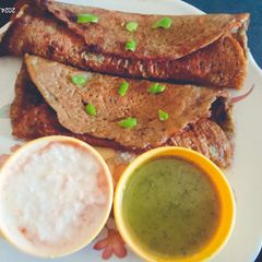 Healthy delicious green moong dal and rice flour Chilla A picture of Healthy delicious green moong dal and rice flour Chilla.