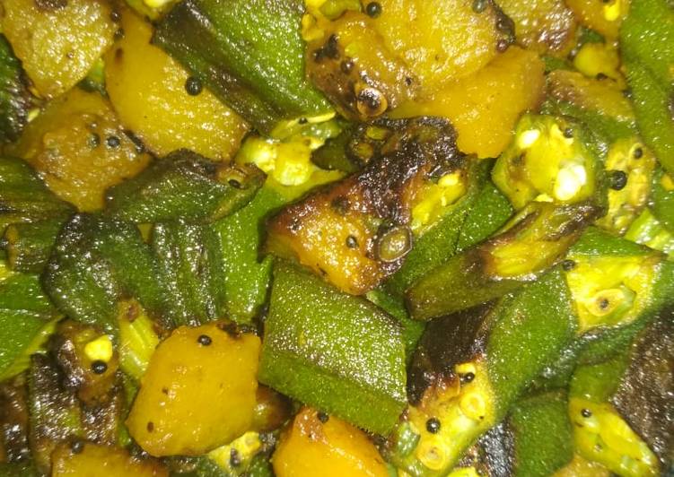 Step-by-Step Guide to Make Quick Lady&#39;s finger and pumpkin stir fry