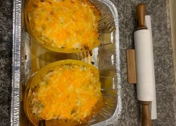 Without Fail Cooking Recipe Creamy Garlic Crab Spaghetti Squash Boats Delicious and Healthy