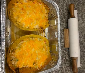 The New Way Make Recipe Creamy Garlic Crab Spaghetti Squash Boats Savory Delicious